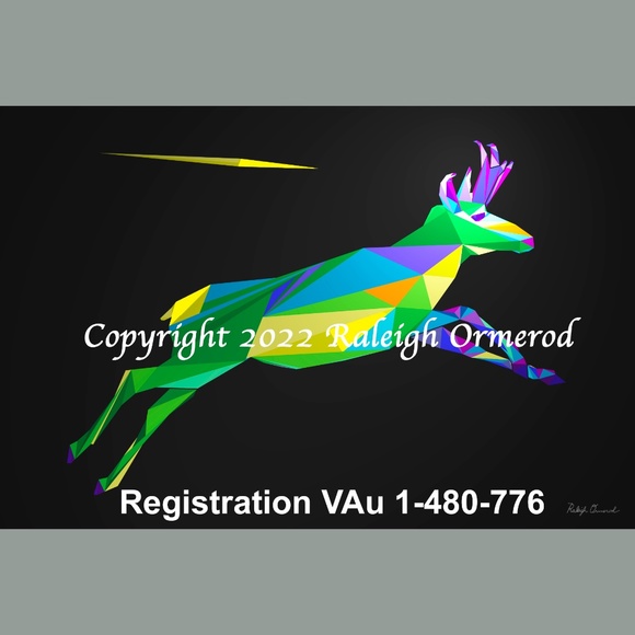 Pronghorn in Flight by Raleigh Ormerod 20x30 - Picture 1 of 2